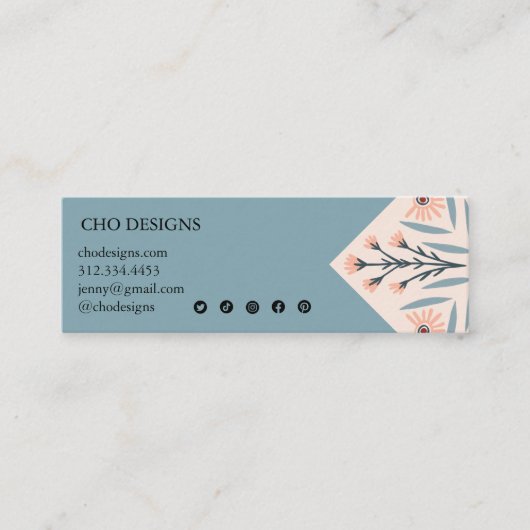 Elegante bloemige Tegels geometrisch roze dank u Mini Visitekaartje (Voorkant)