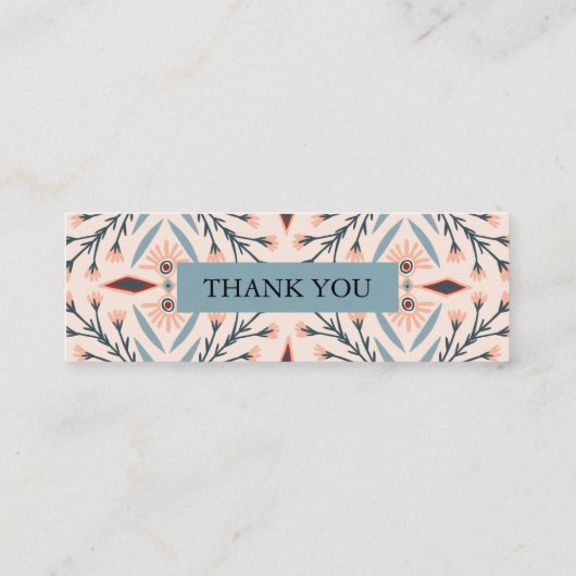 Elegante bloemige Tegels geometrisch roze dank u Mini Visitekaartje (Achterkant)