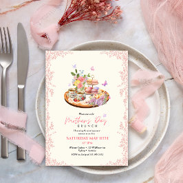 Elegante bloemige theepartij Moederdag brunch Kaart
