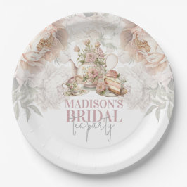 Elegante bloemige theeparty bruid papieren bordje