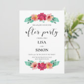 Elegante bloemige trouw afterparty kaart (Staand voorkant)