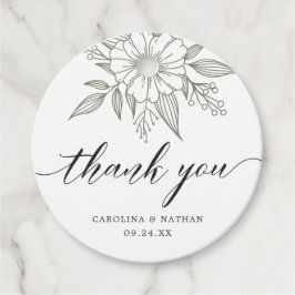 Elegante Bloemige Trouw Dank Je Sage Bedankjes Labels