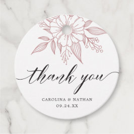 Elegante Bloemige Trouw Dank Je Wel Roze Bedankjes Labels