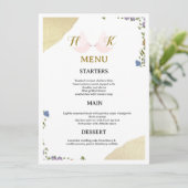 Elegante Bloemige Trouw Menu Kaart (Staand voorkant)