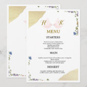 Elegante Bloemige Trouw Menu Kaart (Voorkant / Achterkant)