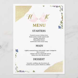 Elegante Bloemige Trouw Menu Kaart