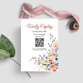 Elegante bloemige trouw-QR-code-RSVP-kaart RSVP Kaartje