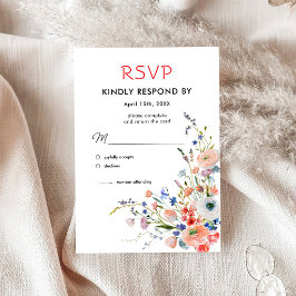 Elegante bloemige trouw-RSVD-kaart RSVP Kaartje