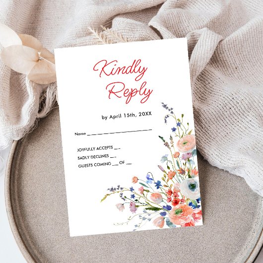 Elegante bloemige trouw-RSVP kaart