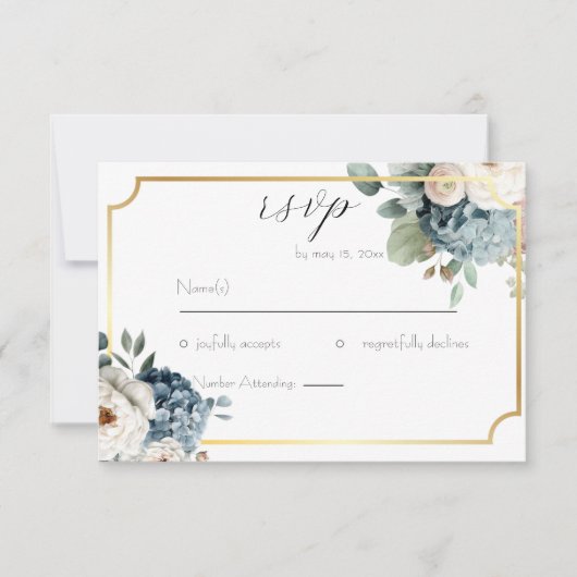 Elegante bloemige trouw-RSVP kaart (Voorkant)
