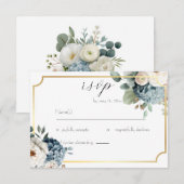 Elegante bloemige trouw-RSVP kaart (Voorkant / Achterkant)