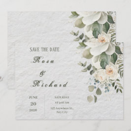 Elegante Bloemige Trouw 'Save the Date' Kaart