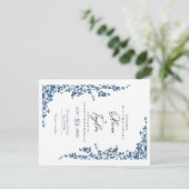 Elegante Bloemige Trouw Uitnodiging met Goud (Staand voorkant)