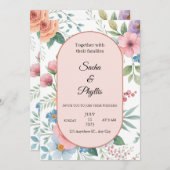 Elegante Bloemige Trouw Uitnodiging Sjabloon (Voorkant / Achterkant)