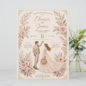Elegante Bloemige Trouw Uitnodiging Template (Staand voorkant)