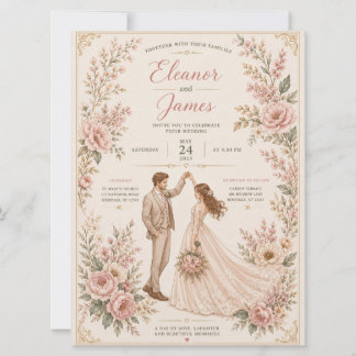 Elegante Bloemige Trouw Uitnodiging Template