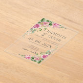 Elegante bloemige trouwacryl uitnodiging (Laagn)