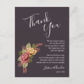 Elegante bloemige trouwbord bedankje bedankkaart (Voorkant)