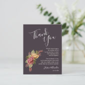 Elegante bloemige trouwbord bedankje bedankkaart (Staand voorkant)