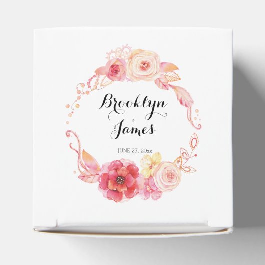 Elegante bloemige trouwcadeau dozen met krans bedankdoosjes (Bovenkant)