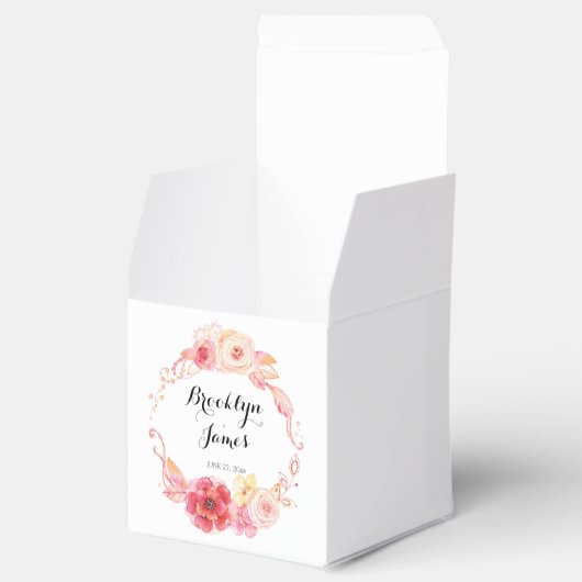 Elegante bloemige trouwcadeau dozen met krans bedankdoosjes (Geopend)