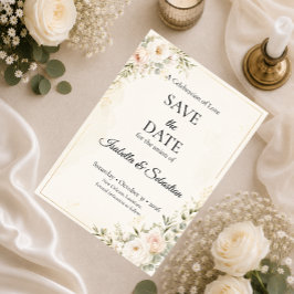 Elegante bloemige trouwcollectie save the date