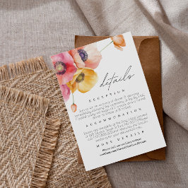 Elegante bloemige trouwdetails bijgevoegde kaart