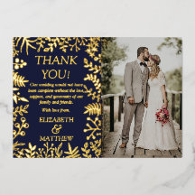 Elegante Bloemige Trouwfoto Bedankt Echt