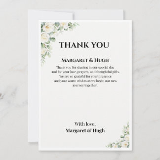 Elegante bloemige trouwkaart voor dankbetuiging kaart