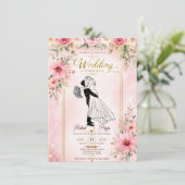 Elegante bloemige trouwkaarten kaart (Staand voorkant)
