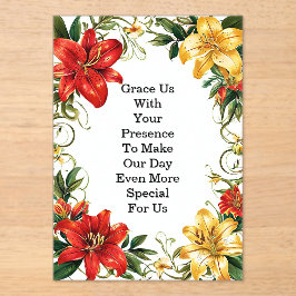 Elegante bloemige trouwlijst acryl uitnodigingen