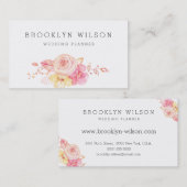 Elegante Bloemige Trouwplanner Met Parels Visitekaartje (Voorkant / Achterkant)