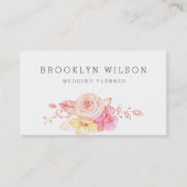 Elegante Bloemige Trouwplanner Met Parels Visitekaartje (Voorkant)