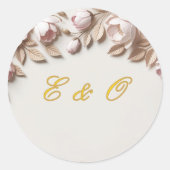 Elegante bloemige trouwronde sticker (Voorkant)