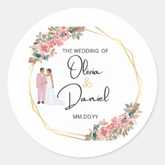 Elegante bloemige trouwsticker ronde sticker
