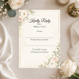 Elegante bloemige trouwsuite RSVP kaartje