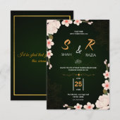 Elegante Bloemige Trouwuitnodiging | Aanpasbaar RSVP Kaartje (Voorkant / Achterkant)