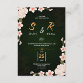 Elegante Bloemige Trouwuitnodiging | Aanpasbaar RSVP Kaartje (Voorkant)