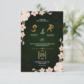 Elegante Bloemige Trouwuitnodiging | Aanpasbaar RSVP Kaartje (Staand voorkant)