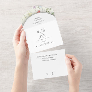 Elegante bloemige trouwuitnodiging | Bewerkbaar All In One Uitnodiging