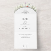 Elegante bloemige trouwuitnodiging | Bewerkbaar All In One Uitnodiging (Binnen)