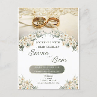 Elegante Bloemige Trouwuitnodiging – Emma & Liam Feestdagenkaart