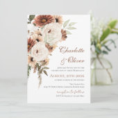 Elegante bloemige trouwuitnodiging kaart (Staand voorkant)