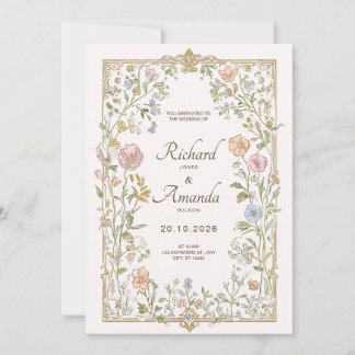 Elegante bloemige trouwuitnodiging kaart