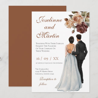 Elegante bloemige trouwuitnodiging kaart