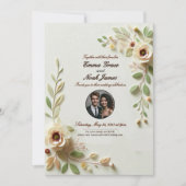 Elegante bloemige trouwuitnodiging kaart (Voorkant)