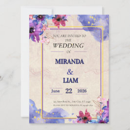 Elegante Bloemige Trouwuitnodiging Kaart