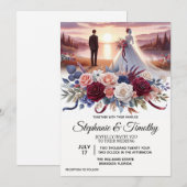 Elegante bloemige trouwuitnodiging kaart (Voorkant / Achterkant)