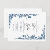 Elegante bloemige trouwuitnodiging met goud RSVP kaartje (Voorkant / Achterkant)