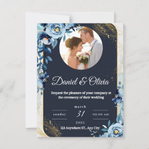 Elegante bloemige trouwuitnodiging per ansichtkaar briefkaart
